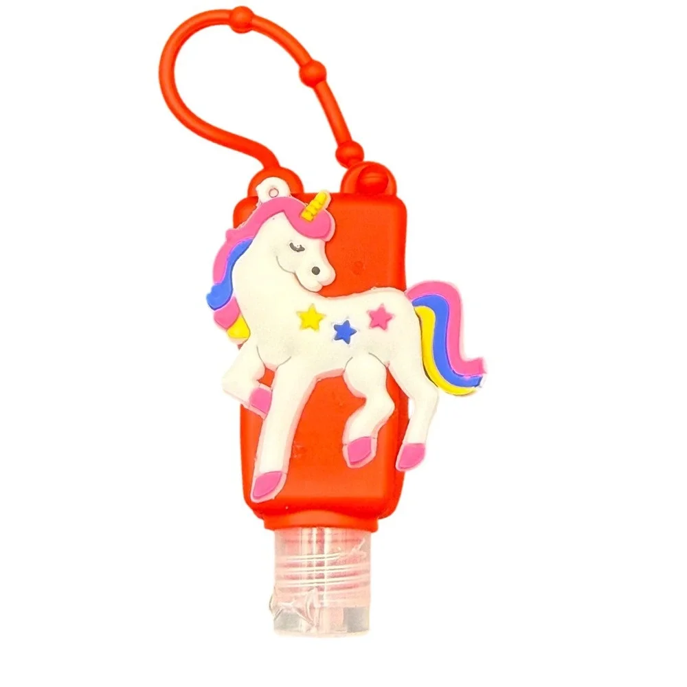 Strawberry Hand Sanitizer 1oz Unicorn Silicone Holder‎ Case Red